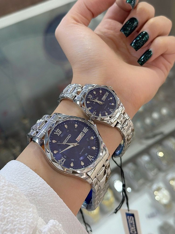 ست ساعت زنانه و مردانه شیک وخاص پرفروش مارک سیکو Seiko موتور خوب استیل قفل اصلی