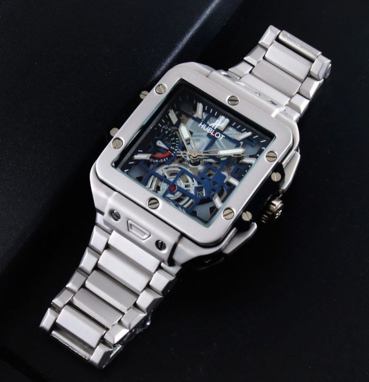 ساعت مردانه Hublot For me هابلوت طرح ریچارد بند استیل رنگثابت قفل وپروانه ای تاریخدار و ضداب