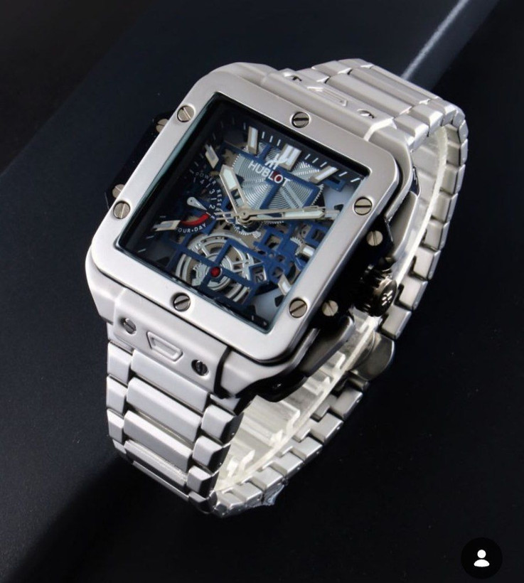 ساعت مردانه Hublot For me هابلوت طرح ریچارد بند استیل رنگثابت قفل وپروانه ای تاریخدار و ضداب