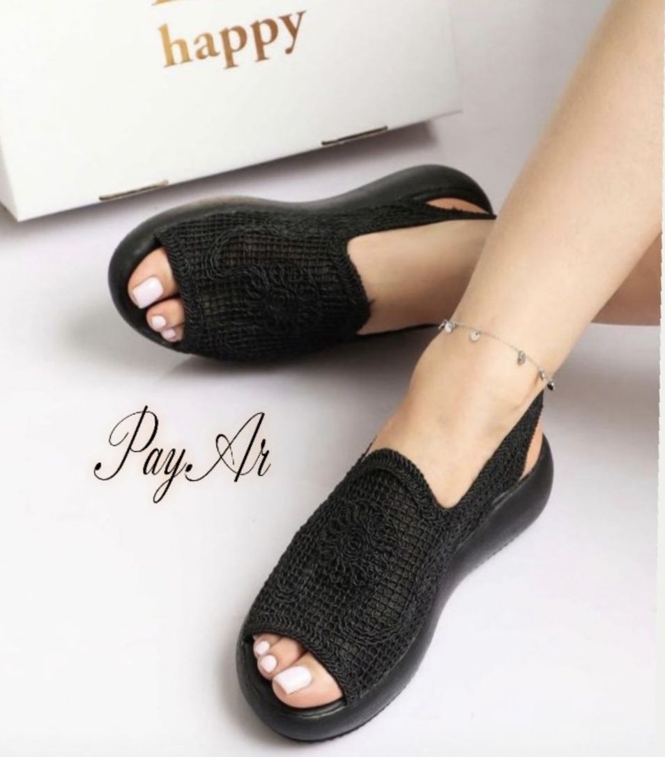 صندل زنانه مدل گیپوری 👡 ✅جنس رویه گیپور ✅زیره از جنس پلیمر ✅ دور دوخت شده
