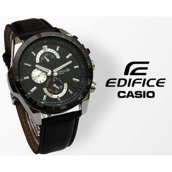 CASIO EDIFICE ♧ مردانه سفارشی با کیفیت عالی دارای روز شمار ✅قفل کلیپسی ✅ طرح کرنوگراف ضدآب بند چرم فیکسی موتورکوارتز قاب رنگ ثابت طرح کوکو