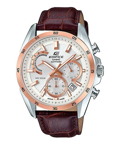 CASIO EDIFICE ♧ مردانه سفارشی با کیفیت عالی دارای روز شمار ✅قفل کلیپسی ✅ طرح کرنوگراف ضدآب بند چرم فیکسی موتورکوارتز قاب رنگ ثابت طرح کوکو