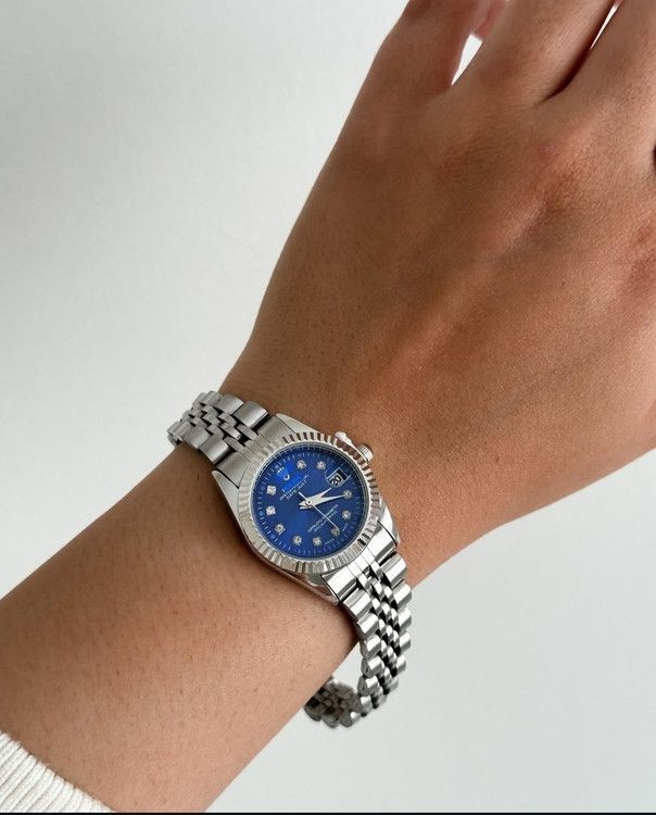 Rolex datejust #زنانه موتور ژاپن سبک دارای روزشمار ضدآب بند استیل رنگ ثابت شیشه تلسکوپی