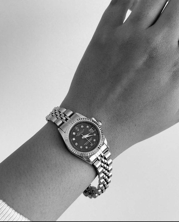 Rolex datejust #زنانه موتور ژاپن سبک دارای روزشمار ضدآب بند استیل رنگ ثابت شیشه تلسکوپی