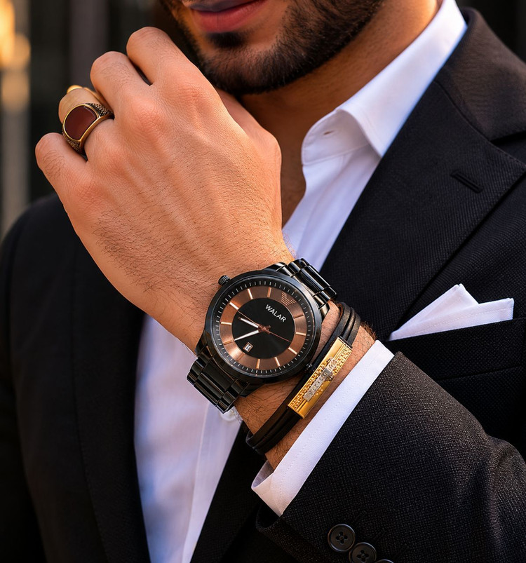 casio edifice forrad Iik Walar ساعت مردانه طرح سه موتور موتور ضداب دارای روزشمار بند و قفل استیل رنگ ثابت شیشه کریستال ضدخش 🔥 دستبند چرم دوبل با پلاک
