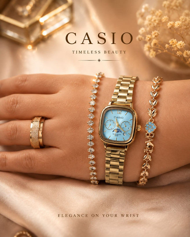 Casio OLDMONEY اولدمانی #زنانه موتور ژاپن دارای روزشمار بند استیل رنگ ثابت سایز کلاسیک ضدآب