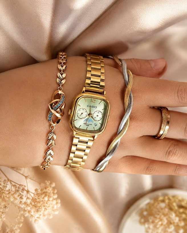 Casio OLDMONEY اولدمانی #زنانه موتور ژاپن دارای روزشمار بند استیل رنگ ثابت سایز کلاسیک ضدآب