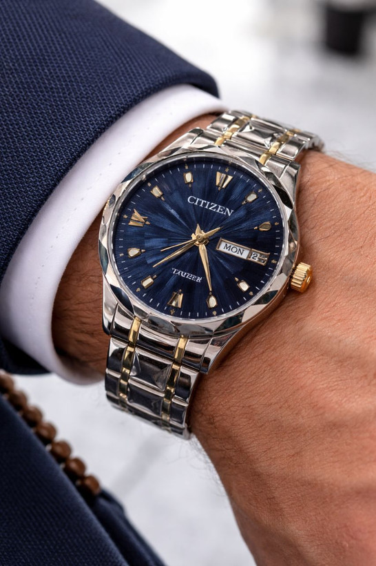CITIZEN SEIKO For men ساع بند استیل طرح #الماس موتور کوارتز شرکتی دو تقویم (نمایش ایام ماه و هفته) بند استیل رنگ ثابت شیشه کریستال نشکن ضدآب