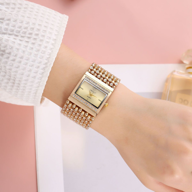 ☑️TIFFANY jewellery ♤تیفانی مکعبی خاص طرح تیفانی قفل دستبندی موتورکوارتز قاب نگینی بند دستبندی پهن