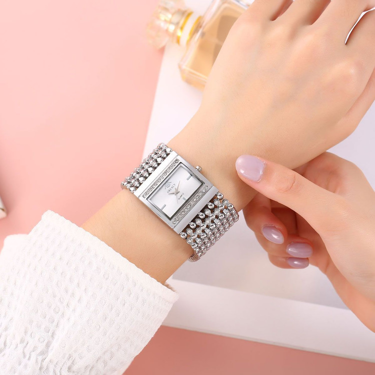☑️TIFFANY jewellery ♤تیفانی مکعبی خاص طرح تیفانی قفل دستبندی موتورکوارتز قاب نگینی بند دستبندی پهن