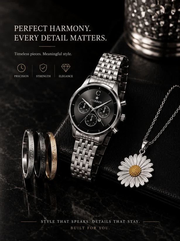 ROMANSON EMPOWER برای بانوان موتور کوارتز ضدآب قفل کلیپسی بنداستیل رنگ ثابت قاب استیل طرح سه موتور دارای روز شمار بند اجری