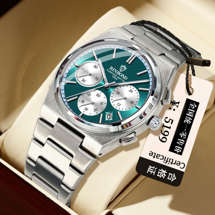☑️BIN BOND 《highe quality》 Original watch ⌚️بین باند مدلی نو مردونه پرطرفدار مقاوم دربرابر آب برندشرکتی اوریجینال کارت گارانتی شب نما کرنوگراف