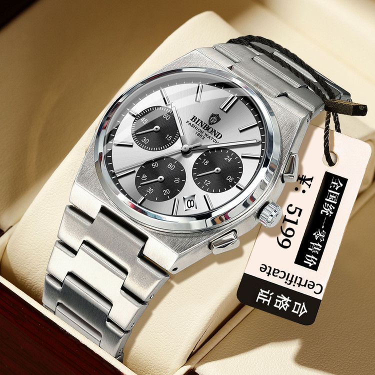 ☑️BIN BOND 《highe quality》 Original watch ⌚️بین باند مدلی نو مردونه پرطرفدار مقاوم دربرابر آب برندشرکتی اوریجینال کارت گارانتی شب نما کرنوگراف