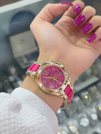 MICHAEL KORS FOR LADY'S ساعت زنانه بند #سرامیکی قفل مخفی دور استیل کیفیت عالی رنگ ثابت ضدآب سایز صفحه حدود 30میلیمتر