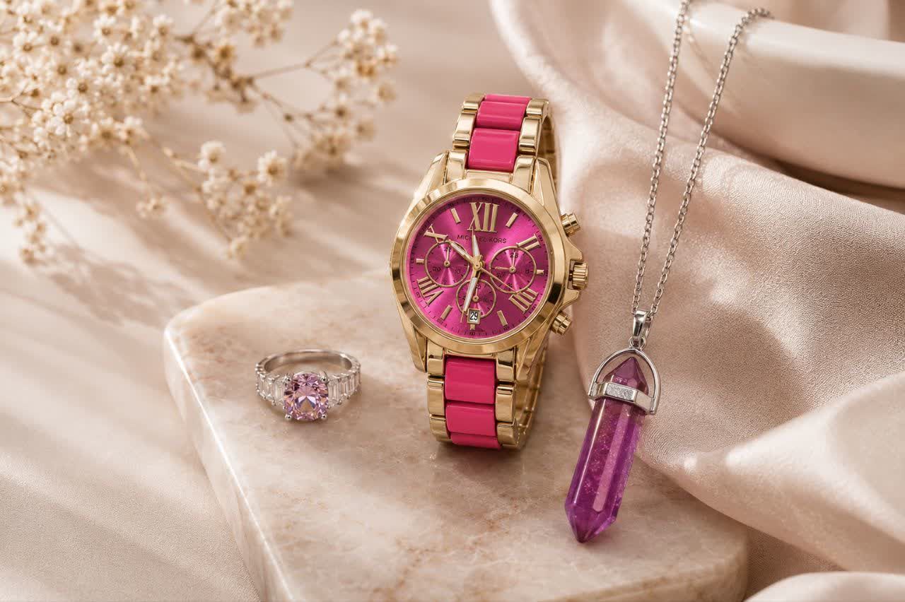 MICHAEL KORS FOR LADY'S ساعت زنانه بند #سرامیکی قفل مخفی دور استیل کیفیت عالی رنگ ثابت ضدآب سایز صفحه حدود 30میلیمتر
