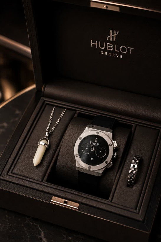 ew collection Hublot Clasico ساعت هابلوت موتور ژاپن طراحی ویژه صفحه بند رابر۲ لایه مخملی آنتی آلرژی قاب پشت حک شده قفل استیل کلیپسی هابلوت ضدآب