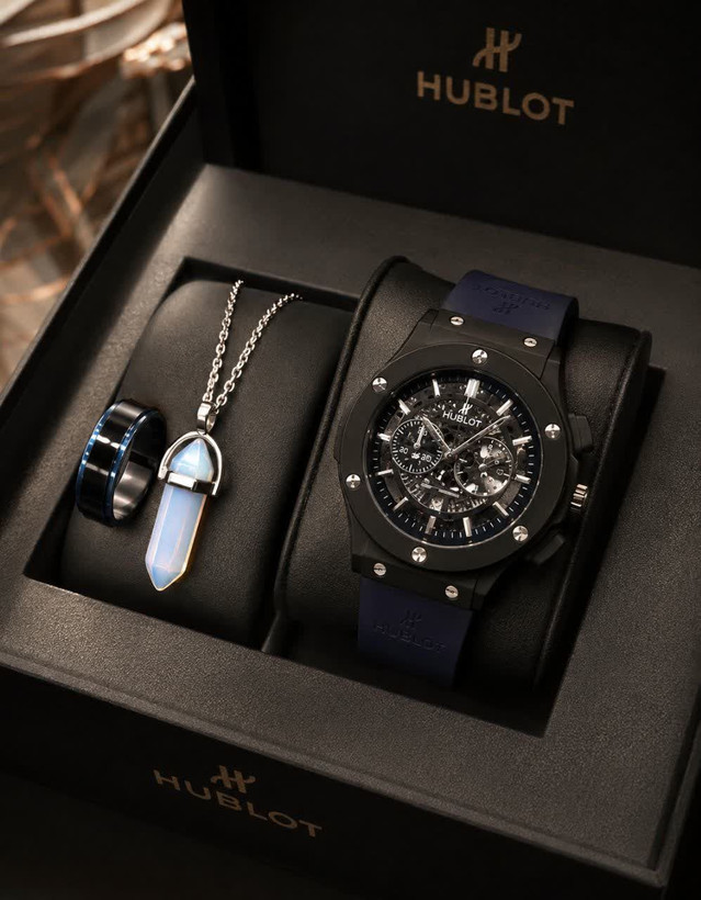 ew collection Hublot Clasico ساعت هابلوت موتور ژاپن طراحی ویژه صفحه بند رابر۲ لایه مخملی آنتی آلرژی قاب پشت حک شده قفل استیل کلیپسی هابلوت ضدآب