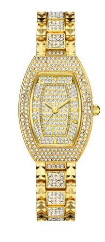 شارژ مجدد Cartier Gold For women "در لحظه؛بدرخشید" #مجلسی رنگ ثابت ضدآب بند نگین دار صفحه رومی قاب دور نگین