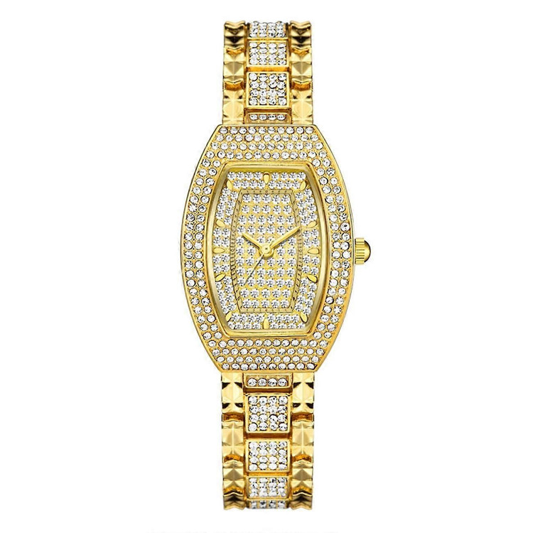 شارژ مجدد Cartier Gold For women "در لحظه؛بدرخشید" #مجلسی رنگ ثابت ضدآب بند نگین دار صفحه رومی قاب دور نگین