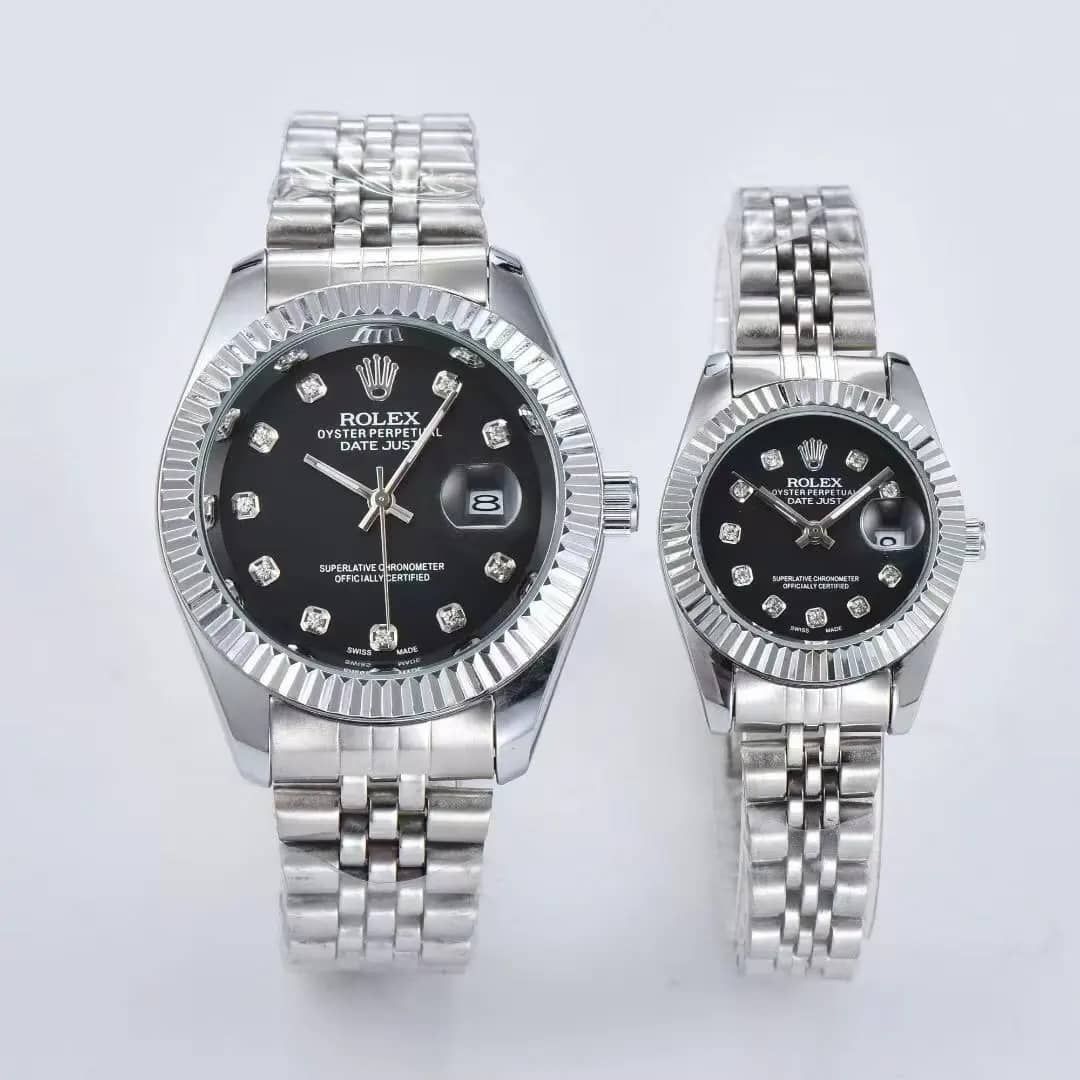 Rolex Set طرح datejust #ست موتور ژاپن سبک دارای روزشمار ضدآب بند استیل رنگ ثابت شیشه تلسکوپی