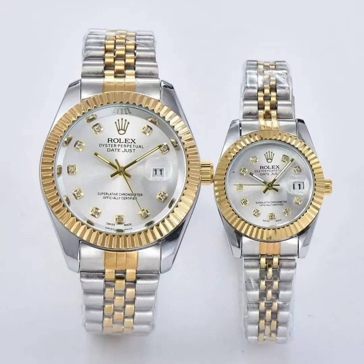 Rolex Set طرح datejust #ست موتور ژاپن سبک دارای روزشمار ضدآب بند استیل رنگ ثابت شیشه تلسکوپی