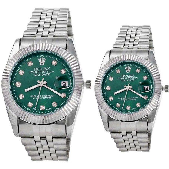 Rolex Set طرح datejust #ست موتور ژاپن سبک دارای روزشمار ضدآب بند استیل رنگ ثابت شیشه تلسکوپی