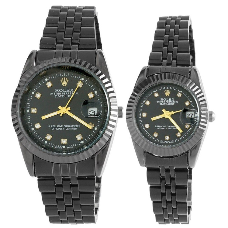 Rolex Set طرح datejust #ست موتور ژاپن سبک دارای روزشمار ضدآب بند استیل رنگ ثابت شیشه تلسکوپی
