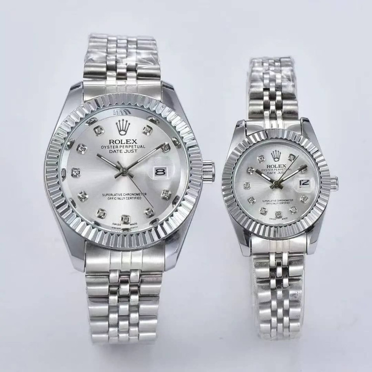Rolex Set طرح datejust #ست موتور ژاپن سبک دارای روزشمار ضدآب بند استیل رنگ ثابت شیشه تلسکوپی