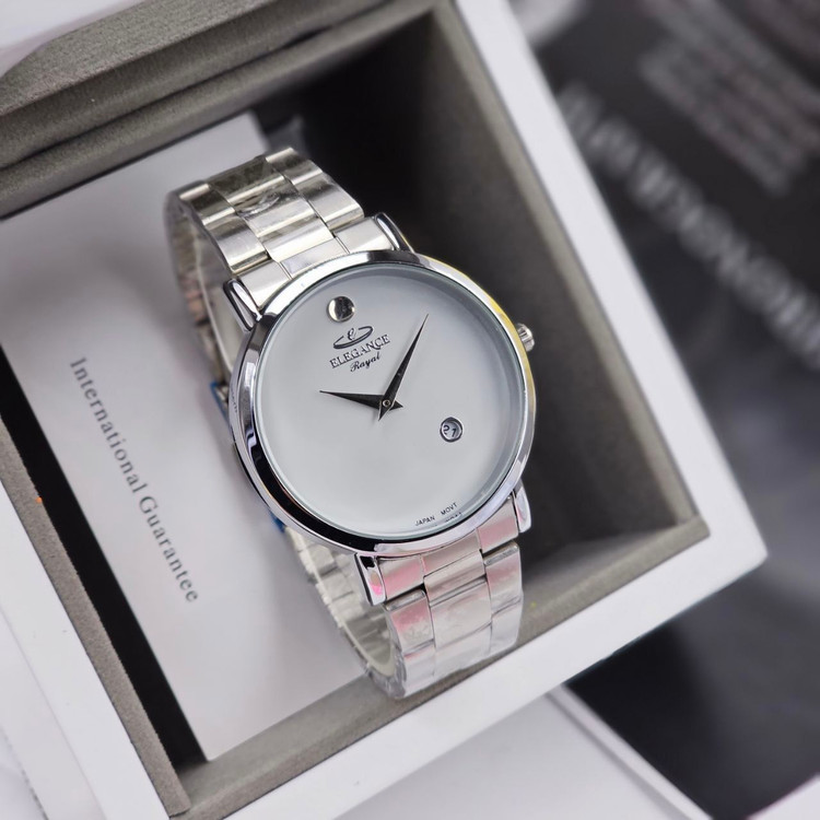 ☑️ELEGANCE new collection ✨️ ⌚️ الگانس رایال دارای روز شمار قفل کلیپسی بنداستیل رنگ طلایی موتور کوارتز صفحه مشکی