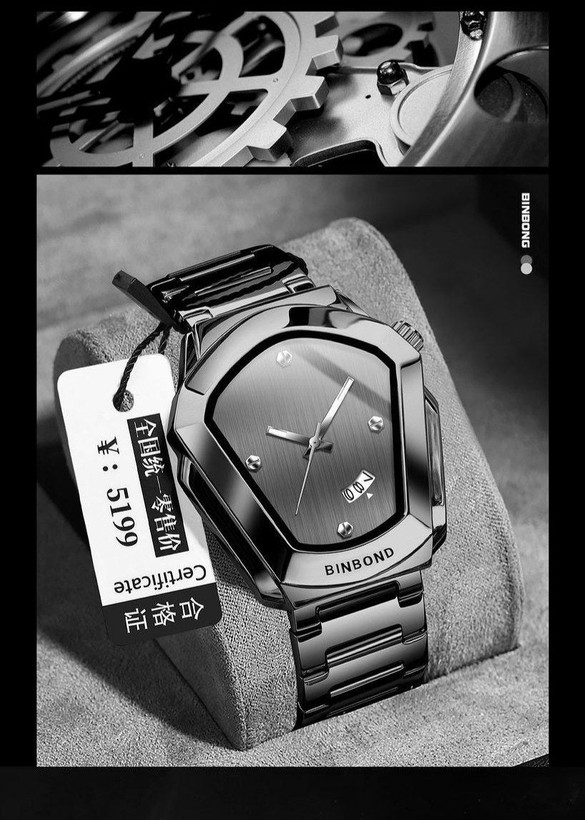☑️BIN BOND 《highe quality》 Original watch ⌚️بین باند مدلی نو بوگاتی مناسب آقایان مقاوم دربرابر آب برندشرکتی اوریجینال کارت گارانتی دارای روز شمار ضخامت ۱۱میل قطر صفحه ۴۵میل بند استیل فولاد شیشه رفلکس قفل دو پروانه متور کوارتز