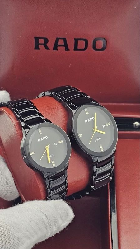 RADO JUBILE set طرح #سرامیکی موتور ژاپن دارای روزشمار بند استیل رنگ ثابت شیشه کریستال ضدخش ضدآب