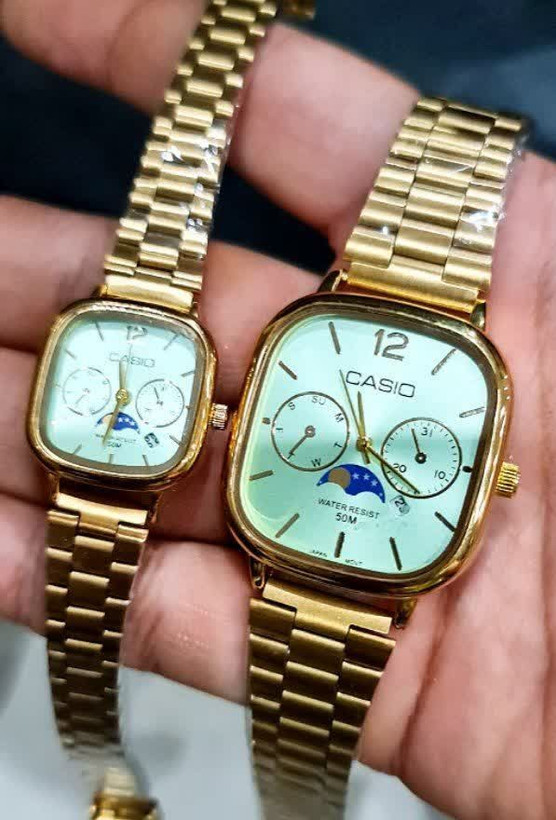 Casio OLDMONEY اولدمانی #فلزی موتور ژاپن دارای روزشمار بند استیل رنگ ثابت سایز کلاسیک ضدآب
