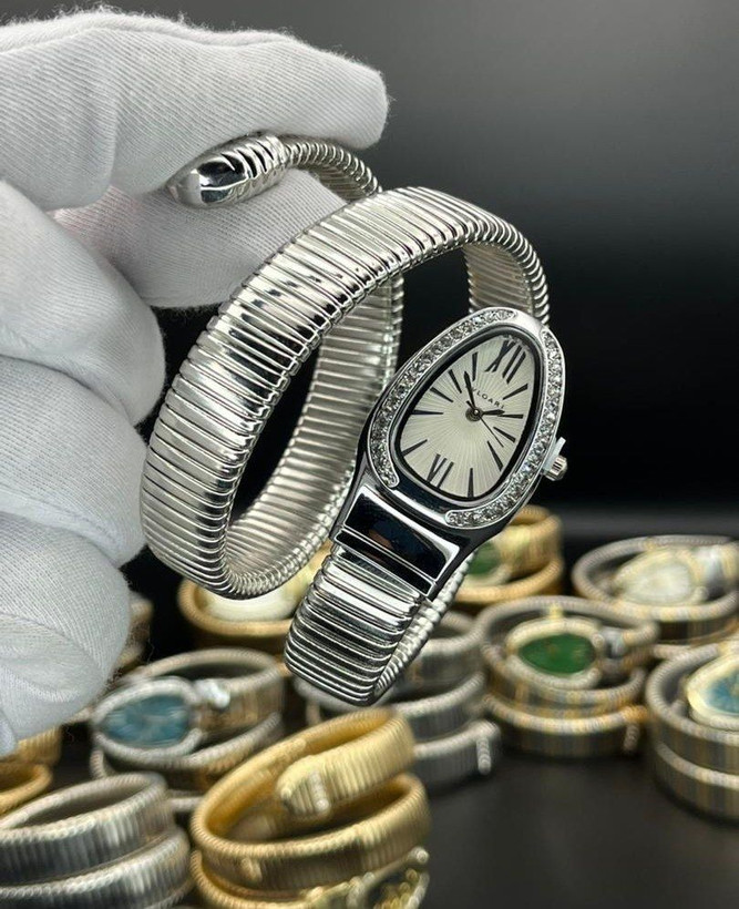 Bvlgari ❌ساعت بولگاری ماری برای خانمها موتور ضدآب بند استیل ( ۳ دور ) فنری قاب دورنگین شیشه کریستال (ضدخش)