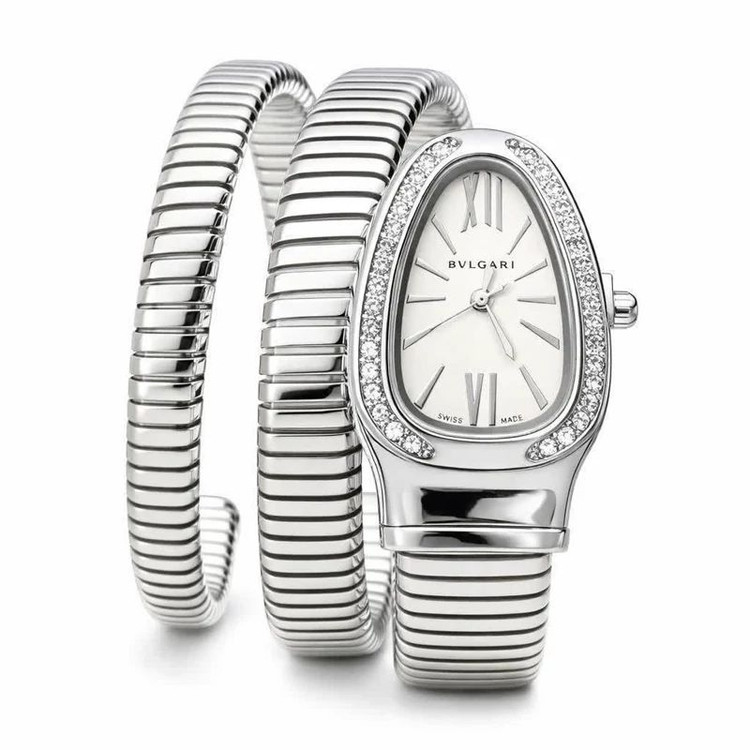 Bvlgari ❌ساعت بولگاری ماری برای خانمها موتور ضدآب بند استیل ( ۳ دور ) فنری قاب دورنگین شیشه کریستال (ضدخش)