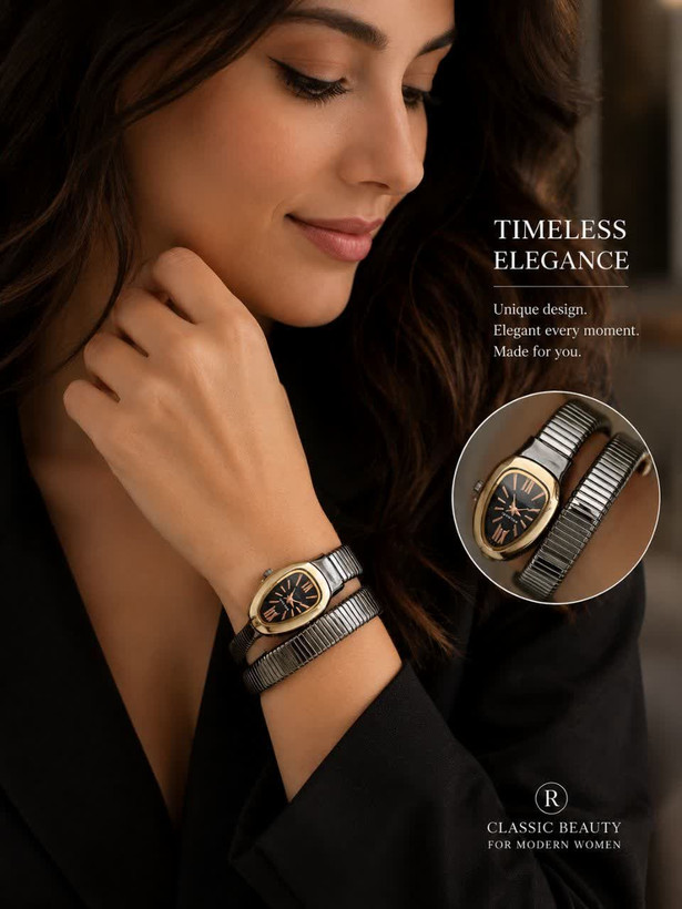 Bvlgari ❌ساعت بولگاری ماری برای خانمها موتور ضدآب بند استیل ( ۳ دور ) فنری قاب دورنگین شیشه کریستال (ضدخش)