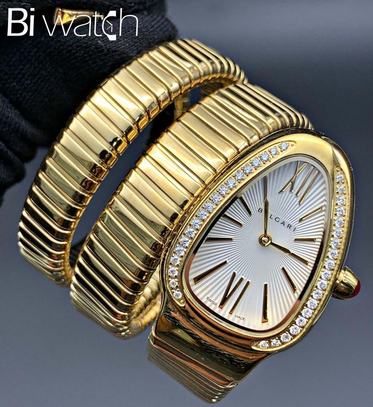 Bvlgari ❌ساعت بولگاری ماری برای خانمها موتور ضدآب بند استیل ( ۳ دور ) فنری قاب دورنگین شیشه کریستال (ضدخش)