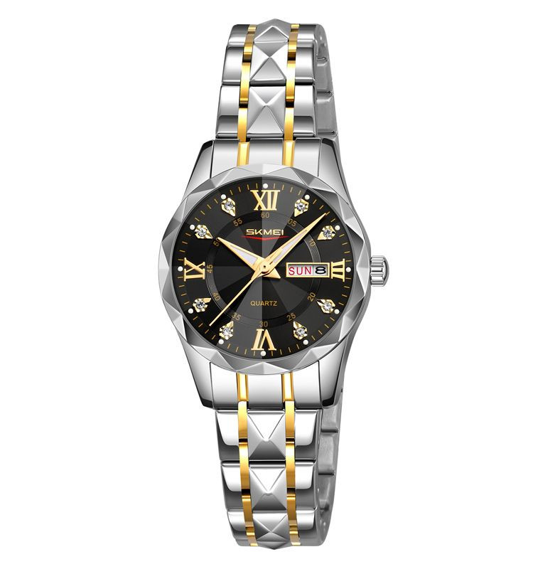 CITIZEN SEIKO For women ساع بند استیل طرح #الماس موتور کوارتز شرکتی دو تقویم (نمایش ایام ماه و هفته) بند استیل رنگ ثابت شیشه کریستال نشکن ضدآب