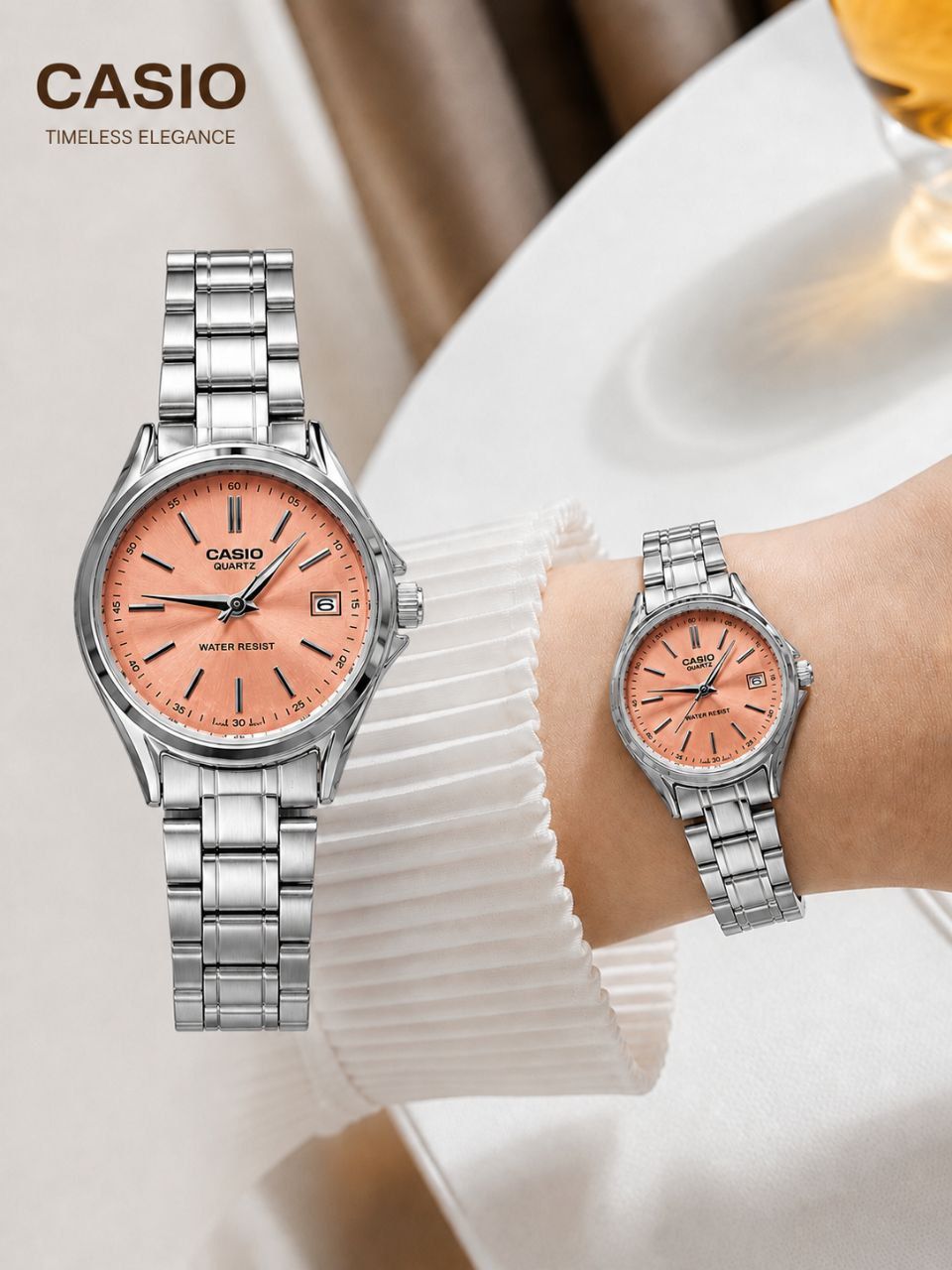 ☑️CASIO      ☆☆☆☆  ▪︎high quality👌  >  زنونه پرطرفدار کاسیو<<  ✅ مونتاژ با کیفیت بالاتر(پریمیوم)   قفل کلیپسی دارای روز شمار  مقاوم دربرابر آب  بند استیل موتور کوارتز  رنگ سیلور