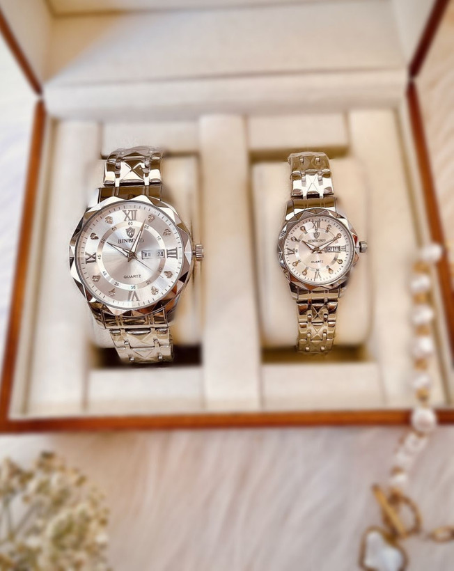 ☑️BIN BOND 《highe quality》 Original watch ⌚️بین باند مدلی نو ست پرطرفدار مقاوم دربرابر آب برندشرکتی اوریجینال کارت گارانتی شب نما دارای روز شمار ایام هفته بند استیل فولاد شیشه الماسی