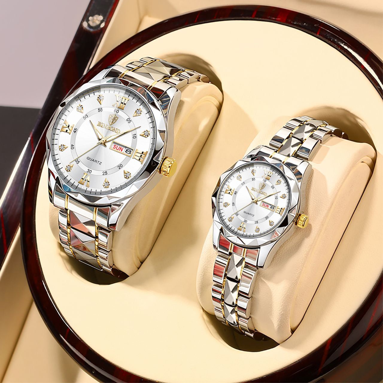 ☑️BIN BOND   《highe quality》       🫆Original watch               ⌚️بین باند مدلی نو ست  پرطرفدار  مقاوم دربرابر آب برندشرکتی اوریجینال  کارت گارانتی  شب نما دارای روز شمار  ایام هفته  بند استیل فولاد شیشه الماسی