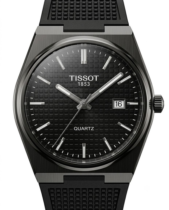 کد 2895 مردانه برند تیسوت TISSOT باکیفیت بند سیلیکونی طراحی خاص و زیبا موتور کوارتز قفل سگگی دارای روز شمار