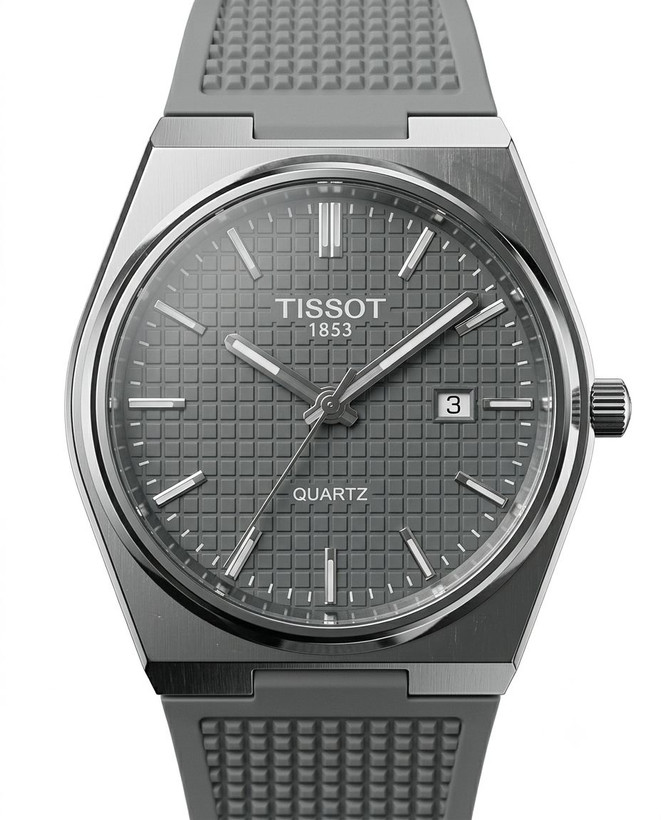 کد 2895 مردانه برند تیسوت TISSOT باکیفیت بند سیلیکونی طراحی خاص و زیبا موتور کوارتز قفل سگگی دارای روز شمار