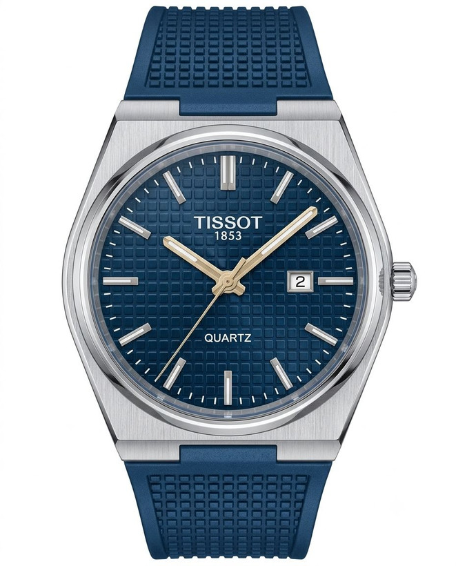 کد 2895 مردانه برند تیسوت TISSOT باکیفیت بند سیلیکونی طراحی خاص و زیبا موتور کوارتز قفل سگگی دارای روز شمار