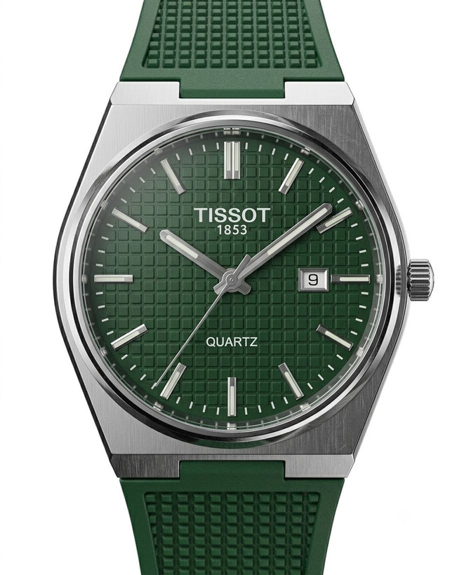 کد 2895 مردانه برند تیسوت TISSOT باکیفیت بند سیلیکونی طراحی خاص و زیبا موتور کوارتز قفل سگگی دارای روز شمار