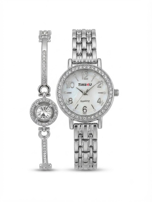 کد 2970 ساعت زنانه ست دستبندی برند TIME4U ✅ باکیفیت ( سفارشی ) ✅ ضد آب ( واشر دار ) ست دستبند طراحی خاص، زیبا ظریف قفل دستبندی موتور کوارتز 