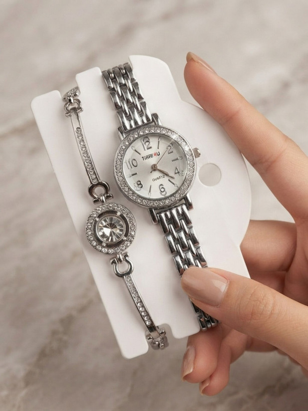 کد 2970 ساعت زنانه ست دستبندی برند TIME4U ✅ باکیفیت ( سفارشی ) ✅ ضد آب ( واشر دار ) ست دستبند طراحی خاص، زیبا ظریف قفل دستبندی موتور کوارتز 