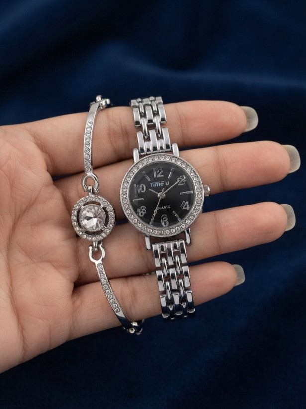 کد 2970 ساعت زنانه ست دستبندی برند TIME4U ✅ باکیفیت ( سفارشی ) ✅ ضد آب ( واشر دار ) ست دستبند طراحی خاص، زیبا ظریف قفل دستبندی موتور کوارتز 
