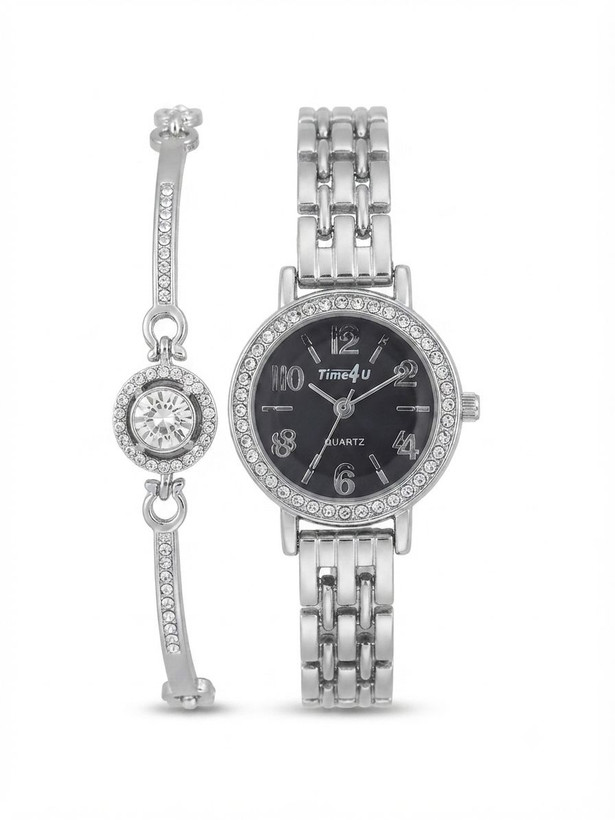 کد 2970 ساعت زنانه ست دستبندی برند TIME4U ✅ باکیفیت ( سفارشی ) ✅ ضد آب ( واشر دار ) ست دستبند طراحی خاص، زیبا ظریف قفل دستبندی موتور کوارتز 