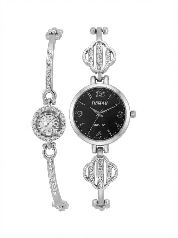 کد 2970 ساعت زنانه ست دستبندی برند TIME4U ✅ باکیفیت ( سفارشی ) ✅ ضد آب ( واشر دار ) ست دستبند طراحی خاص، زیبا ظریف قفل دستبندی موتور کوارتز 