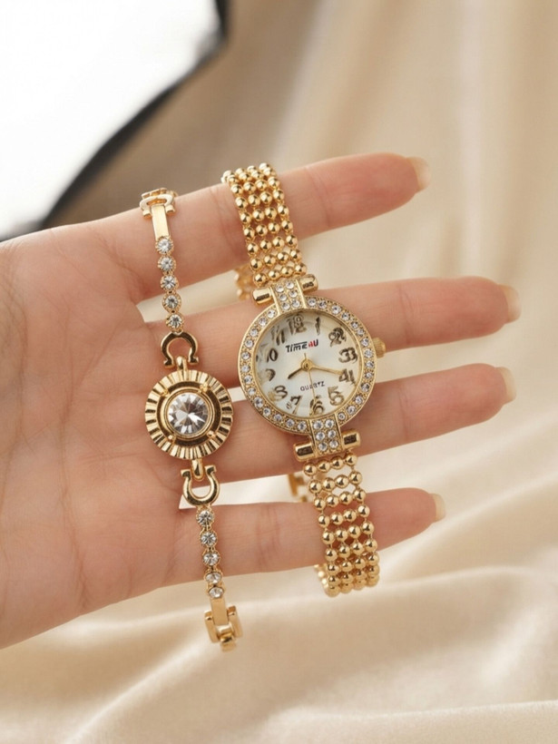 کد 2970 ساعت زنانه ست دستبندی برند TIME4U ✅ باکیفیت ( سفارشی ) ✅ ضد آب ( واشر دار ) ست دستبند طراحی خاص، زیبا ظریف قفل دستبندی موتور کوارتز 
